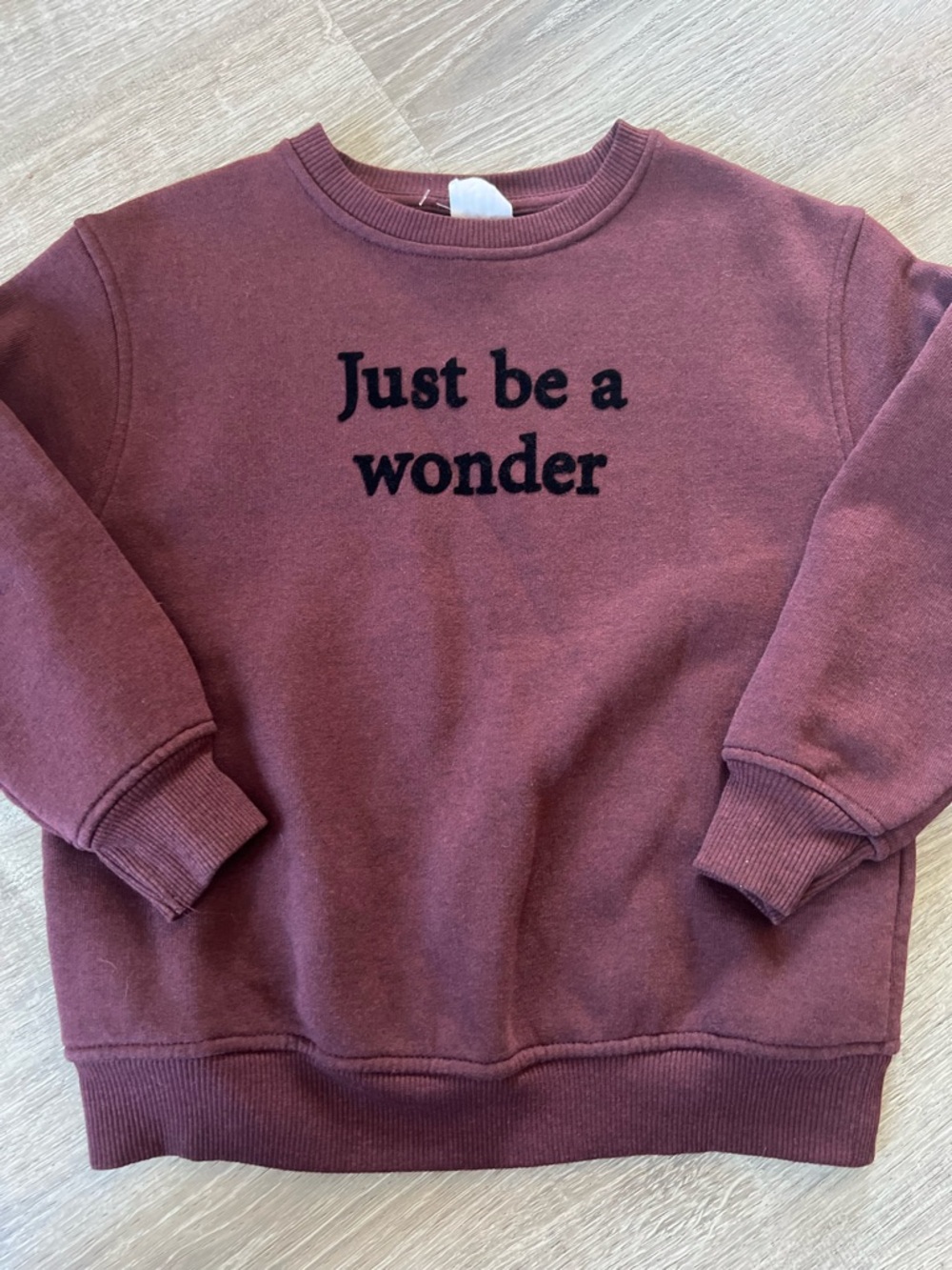 Zara Men's Crewneck Sweater - Deep Burgundy with Black Text